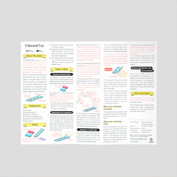 3 Second Try game rules booklet