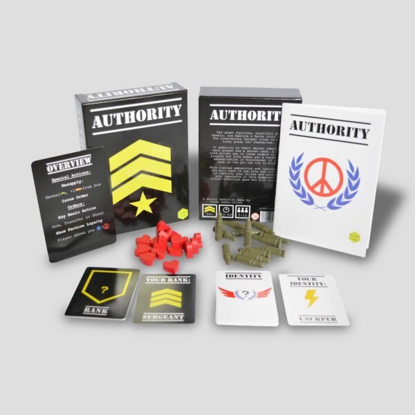Authority game cards and tokens