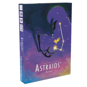 Front cover of Astraios: Starlight board game by PhantomLab featuring celestial artwork.