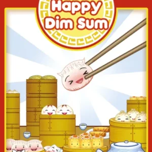 Front cover of Happy Dim Sum by Capital Gains Studio, featuring colorful dim sum artwork.