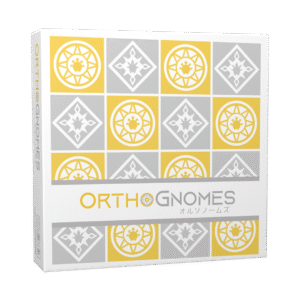 Front cover of OrthoGnomes board game by PhantomLab featuring fire and ice gnome artwork.