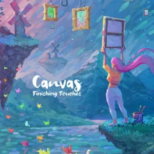 Front cover of Canvas: Finishing Touches – Deluxe Edition, featuring elegant artwork and a gallery setting.