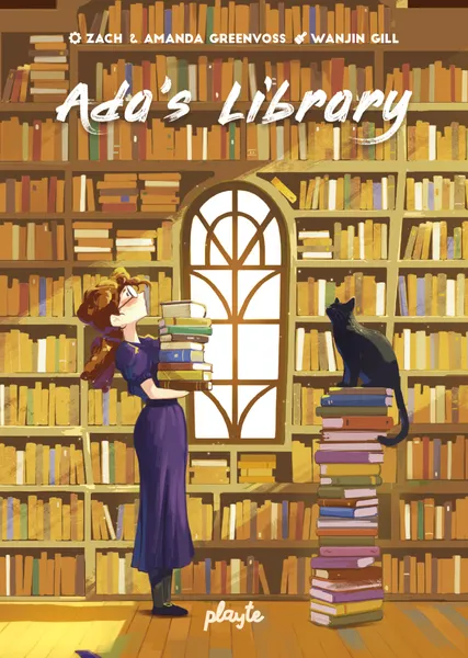 Front cover of Ada’s Library, featuring colorful book and library artwork.